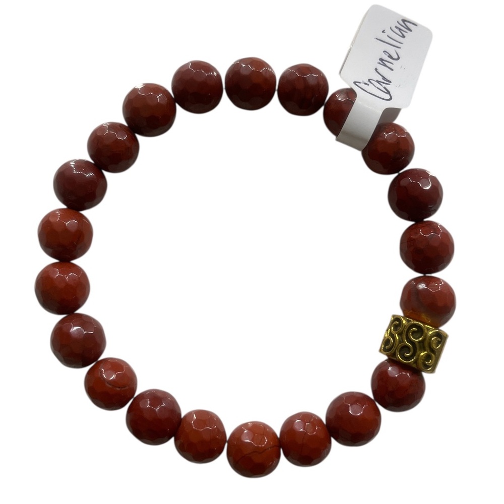 Orange Carnelian Faceted Gemstone Bracelet - Picture 4 of 7